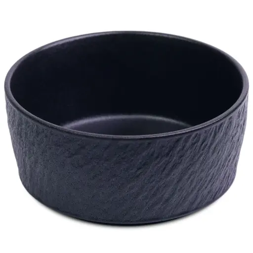 [CRM1074] Straight-Rim Plate 6" (Stone Pattern, Black)