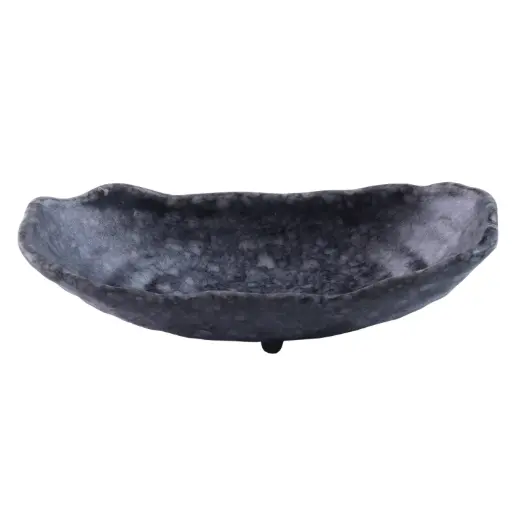 [MLM0254] Melamine Banana Shaped Plate 7.5" (Black Marble)