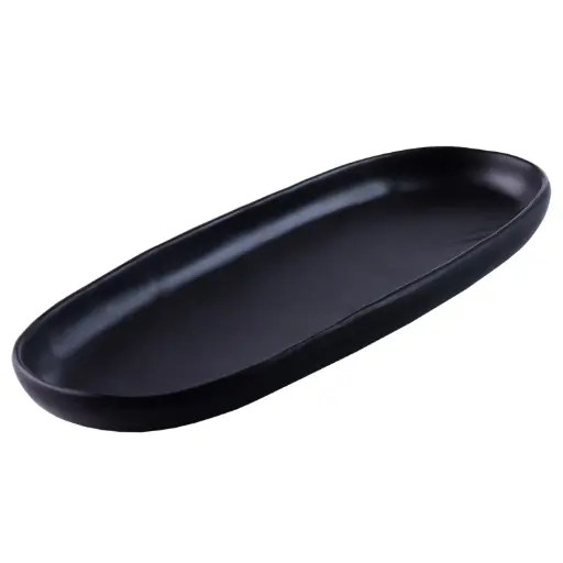 [MLM0261] Melamine Round End Oval Plate 12.5" (Brown Series)