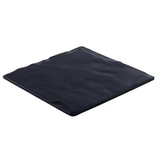 [MLM0257] メラミン石板風正角皿 9.75" (ZEN SERIES, 黒)
