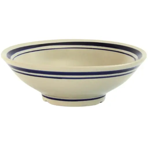 [CRM1184] Wide-Rim Bowl 7.25" (Blue Rim, Eggshell)