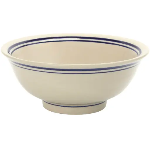 [CRM1185] Ramen Bowl 7.5" (Blue Rim, Eggshell)