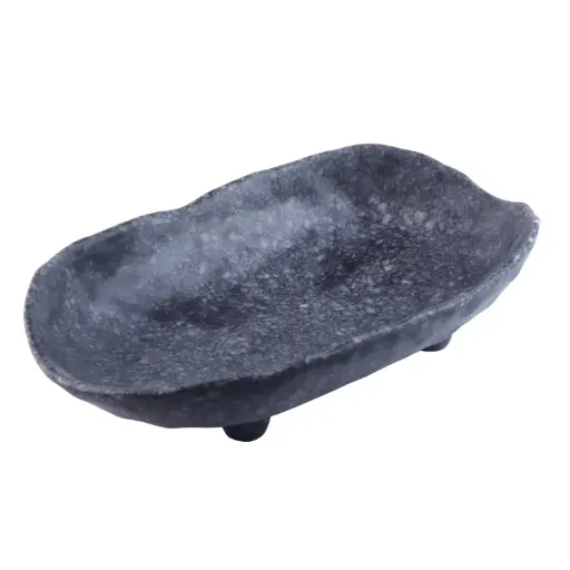 [MLM0255] メラミン深型楕円鉢 12" (Black Marble)