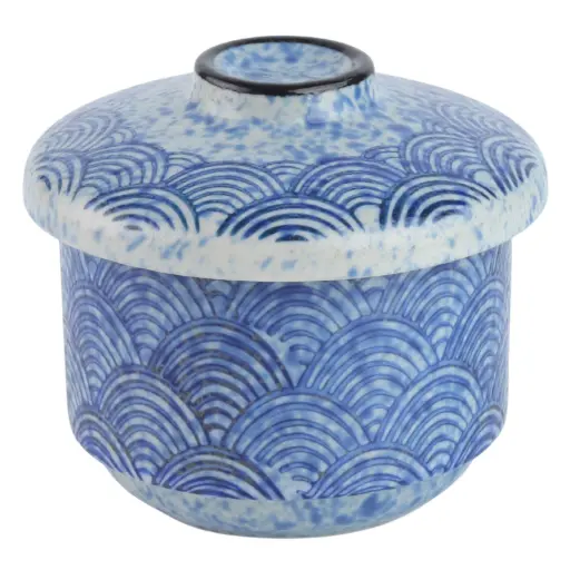 [CRM1455] Chawanmushi Cup Set (Blue Wave Pattern)