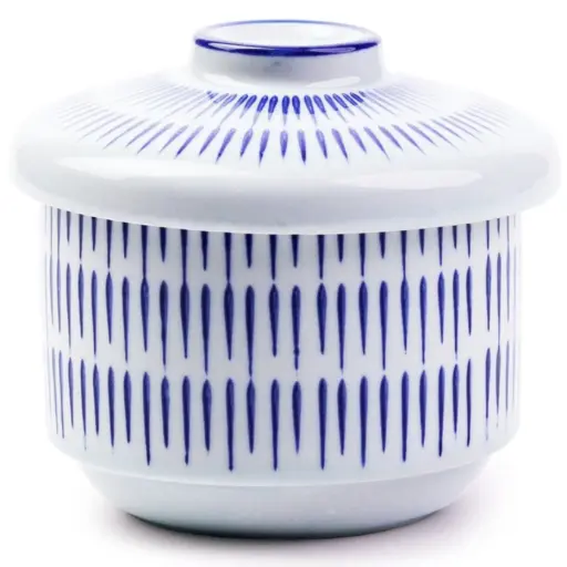 [CRM0985] Chawanmushi Cup Set (Blue Needle Stripe)