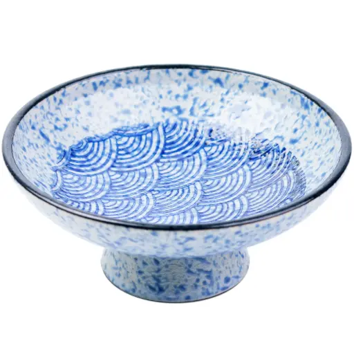 [CRM0996] Footed Dish 5" (Blue Wave)